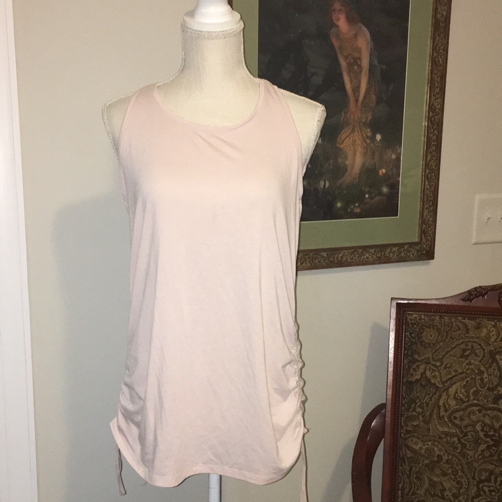 Athleta racer back tank top light peach size L side drawstrings